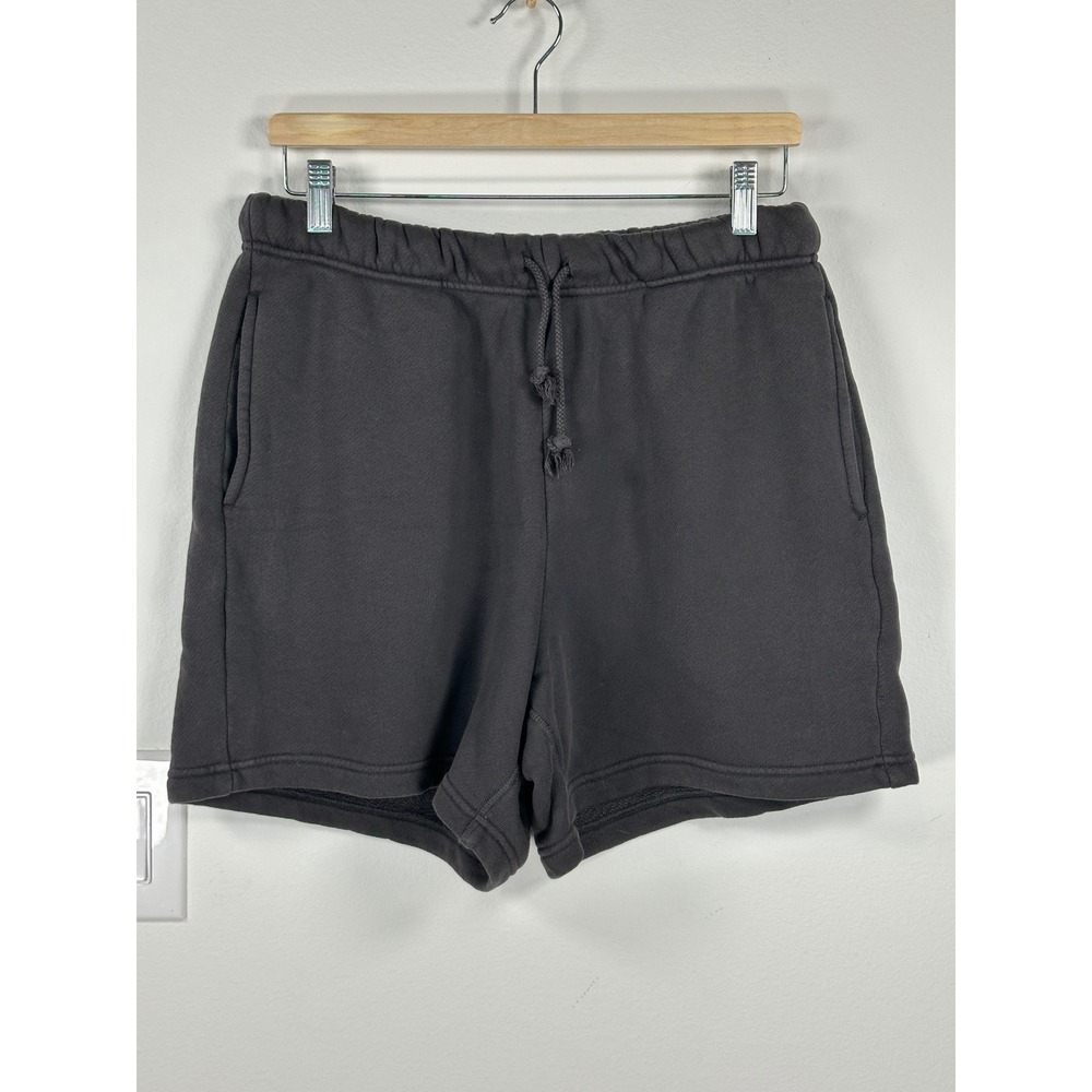 Elwood Sweat Shorts Organic Cotton Fleece Vintage Black M Normcore Casual - Picture 3 of 15